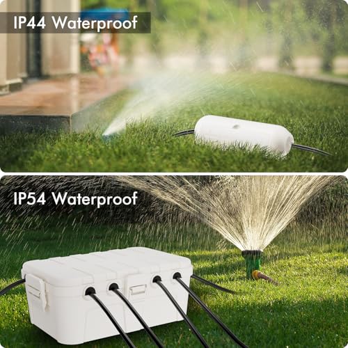 RESTMO 5-Piece Outdoor Waterproof Electrical Box Set – 12.5" x 8.5" x 5" Large & 7.1" x 2.3" x 2.3" Small, Weatherproof Boxes for Power Strip, Outlet, Plug, Socket, Timer, Holiday Light, White - color: White