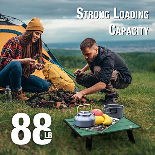 VILLEY Portable Mini Folding Beach Table, Ultralight Aluminum Side Table with Carry Bag for Camping, Picnics, and Outdoor Activities - Green - color: Green