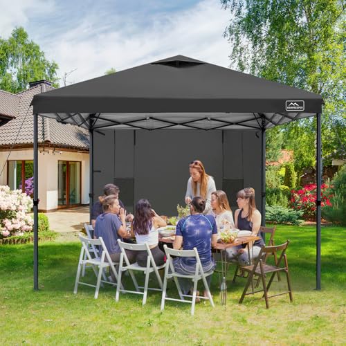 KAMPKEEPER 10x10 Easy Pop Up Canopy Tent with Sidewalls, Instant Outdoor Shade Shelter with Removable 10FT Sun Walls, Quick Setup Waterproof and UV-Resistant for Patio (Black, 10x10FT with 1 sidewall) - color: Black, size: 10x10FT with 1 sidewall