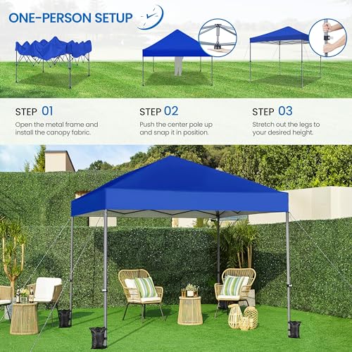 Yaheetech 8x8 Pop Up Canopy Easy Set-up Tent, Portable Outdoor Canopy Instant Tent, Commercial Gazebo with Wheeled Carry Bag & 4 Sandbags for Home, Party & Outdoor Activities, Blue - color: Blue, size: 8x8