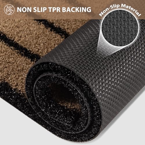 Outdoor Front Door Mat 32" x 48", Dirt Trapping Outside Entrance Rug, Non Slip Shoe Scraper, Heavy Duty Commercial Rug for Patio, Garage, Traffic Area, Office, Roll Packing - color: Coconut Husk Brown, size: 32" x 48"