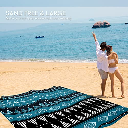 BYDOLL Beach Blanket 78''X81'' Waterproof Sandproof Suits1-4 Adults Oversized Lightweight Large Blanket Picnic Mat for Beach Sand Free Travel Camping Hiking Picnic - color: Bohoo, size: 78"X81"