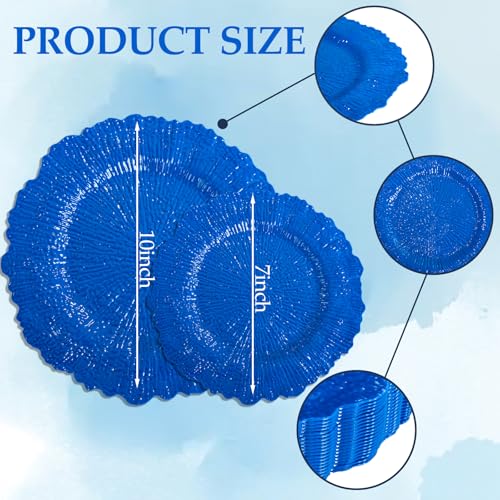 DaYammi 60Pcs Blue Plastic Plates - Sapphire Blue Plates Disposable & Reusable - Heavy Duty Plastic Plates for Party Including 30 Dinner Plate,30 Dessert Plate for Weddings,Dinner - color: Sapphire Blue