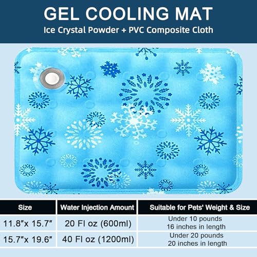 Cooling Mat for Dogs and Cats, Foldable Gel Cooling Mat with Ice Crystal Powder, Blanket Water Injection Cool Pet Pad for Cat Indoor Outdoor Summer Use, 15.7" X19.6" - size: Medium