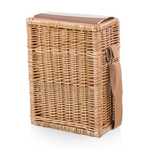 PICNIC TIME Corsica Wine and Cheese Picnic Basket, 2-Bottle Wine Tote Bag, Gift for Wine Lovers, (Beige Canvas) - size: 9.75 x 6.5 x 13.75, style: Corsica Wine & Cheese Picnic Basket, 2-Bottle Wine Carrier