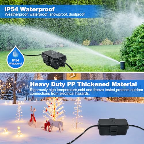 Hrensaw Small Weatherproof Electrical Connection Box(Inner 5.5 x 3 x 2.2inch),Outdoor Electrical Box,Waterproof Extension Cord Covers for Plug, Extension Cables, Holiday Lights,Black - color: Black, size: Small