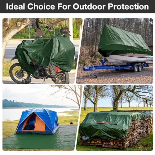 Pattiumo Tarp Waterproof 10 X 20 FT 14 Mil Heavy Duty Tarp Multipurpose Tarps Heavy Duty Waterproof Protective Cover UV All Weather Resistant for Shelter Camping, Green/Brown - color: Green/Brown, size: 10x20ft
