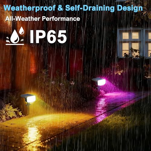 Color Changing Solar Spot Lights Outdoor Waterproof IP65,9 Lighting Modes Multicolor RGB Christmas Spotlight for Porches Yard Gardens Landscape Deconrations-8 Pack - color: Multicolor, size: 8 Pack