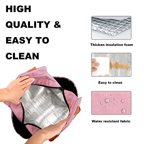 Joymee Lunch Bag Women Insulated Lunch Box Reusable Leakproof Large Spacious Cooler Tote for Womens Mens Adults with Bottle Holder and Side Pockets for Work Office Travel Picnic - Light Pink - color: 04 Light Pink