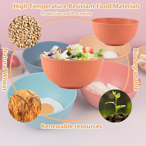 Wheat Straw Cereal Bowls Set of 4, 26 oz Unbreakable Reusable Bowls, Microwave & Dishwasher Safe, Lightweight BPA Free for Soup, Rice, Noodles & Salads (Orange) - color: Orange