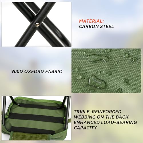 Camping Stool with Shoulder Strap,Ultralight Collapsible Handbag Style Stool,Pocket Portable Seat for Camping Travel Fishing Hiking Beach Backpacking Gardening Picnics-L(Green) - color: Green, size: Large