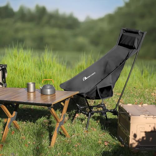 MOON LENCE Portable Camping Chairs for Adults, Adjustable Oversize Beach Chair Lawn Chair with High Back - Large Capacity, Heavy Duty (New Black) - color: New Black 1 Pack