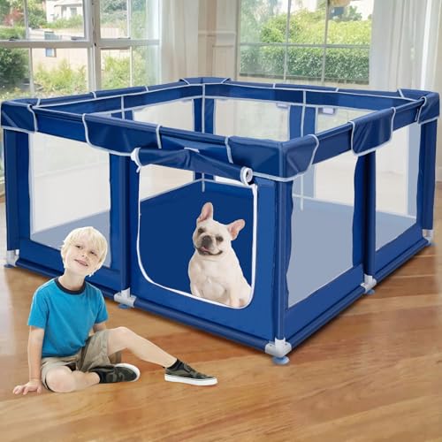 50x50x32 Inches Puppy Playpen with Gate, Dog Playpen for Puppies or Small Dogs, Dog Fence Pet Playpen for Indoor & Outdoor, Sturdy Safety - style: 50x50 IN Without Cover