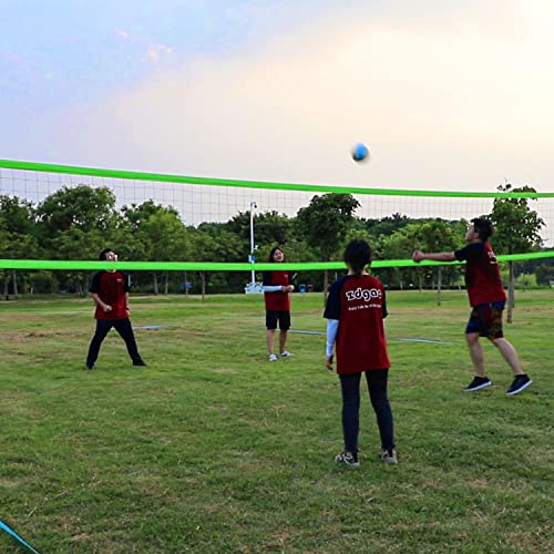 Volleyball Net Outdoor - Portable Volleyball Set for Backyard with Professional Volleyball Net, Wrap Yarn Volleyball and Pump, Boundary Line, Carry Bag - style: Basic-32FT(Blue&Green)