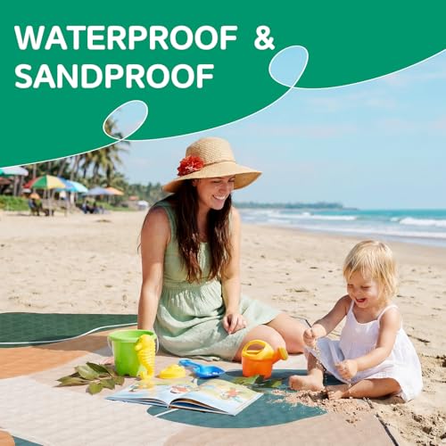 Waterproof Picnic Blanket Outdoor Camping Beach Mat Extra Large Foldable Car Essential Roadtrip Gadget Rv Accessories Glamping Tent Gear Must Haves Hiking Stuff Backpacking Necessities Gift - color: Abstract Beige Green