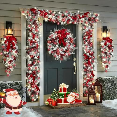 QITONG 4 Pack Solar Fairy Lights, Each 33ft 100 LED Red and White Christmas String Light Outdoor Waterproof, 8 Modes Silver Wire Twinkle Mini Lights - color: Red/White, size: 4Pack*100LED