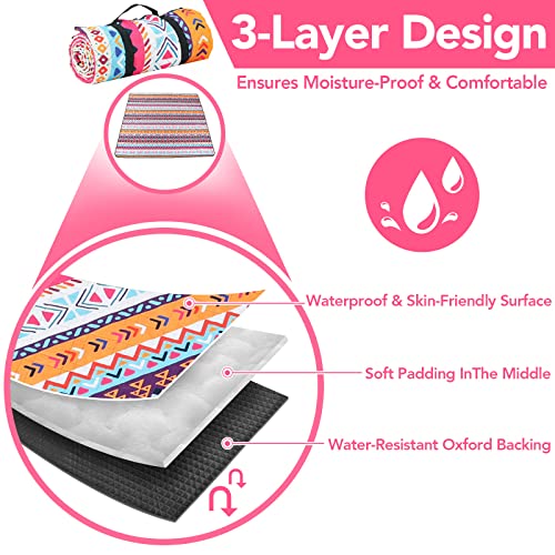 PY SUPER MODE Picnic Blankets Extra Large, Waterproof Foldable Outdoor Beach Blanket Oversized 83x79” Sandproof, 3-Layer Picnic Mat for Camping, Hiking, Travel, Park, Concerts-Bohemian Brown - color: Bohemian Brown