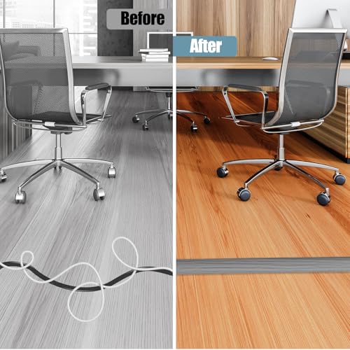 Floor Cord Cover Self Adhesive Cord Hider,3.3FT Cable Management, Extension Strip Protector for Wires, Prevent Cable Trips for Offices, Gyms, Exhibitions Cavity:0.3"(W) x 0.28"(H) Gray Wood - color: Gray Wood, size: 0.78" x 3.3'