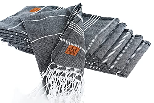 Gold CASE LYCIA Turkish Beach Towel Set of 6 – 100% Cotton Turkish Beach Towels Bulk 70 x 38'' – LYCIA Oversized, Quick Dry & Sand Free Beach Towel – Lightweight Towels Set in Black - color: Black, style: Beach-Bath Towel Set