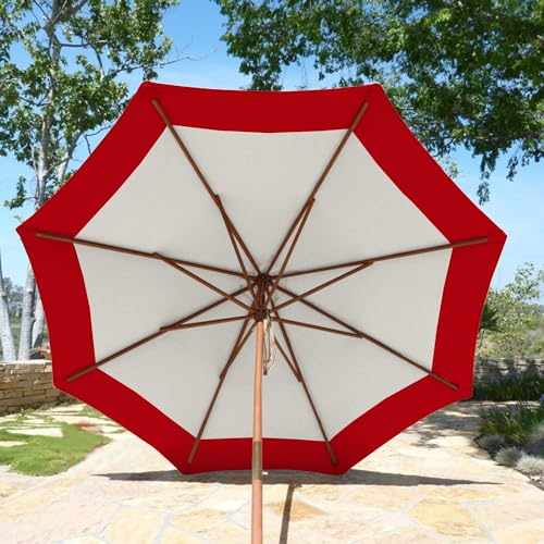 Formosa Covers - 9ft Market Patio Umbrella Replacement Canopy - 8 Ribs Top Canvas - 300D UV Protective and Water Resistant Umbrella Fabric - Premium Quality Replacement Canopy Cover ONLY (Duet Red) - color: Duet Red