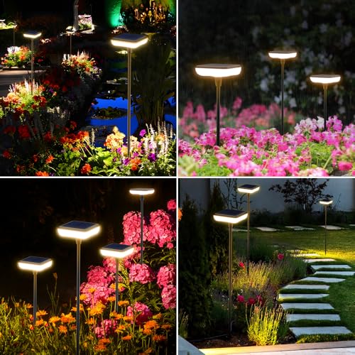 Solar Pathway Lights Outdoor 6 Pack Solar Powered Garden Lights 12H Long Lasting Auto On/Off Solar Swaying Light IP65 Waterproof for Planter Flowers Landscape Lighting Decoration Warm White - size: 6 Pack
