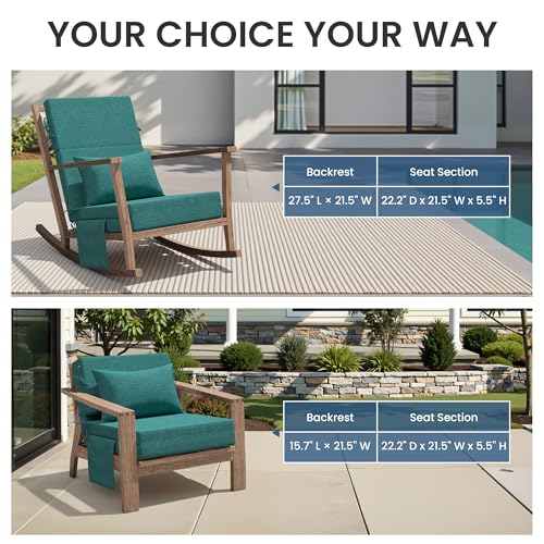 Crestlive Products Foldable Outdoor Chaise Lounge Cushions with Head Pillow and Side Pockets, Water Resistant & Fade Resistant Lounge Chair Cushion, 72''L x 21''W, Set of 2, Malachite - color: Malachite, size: 72"l X 21"w