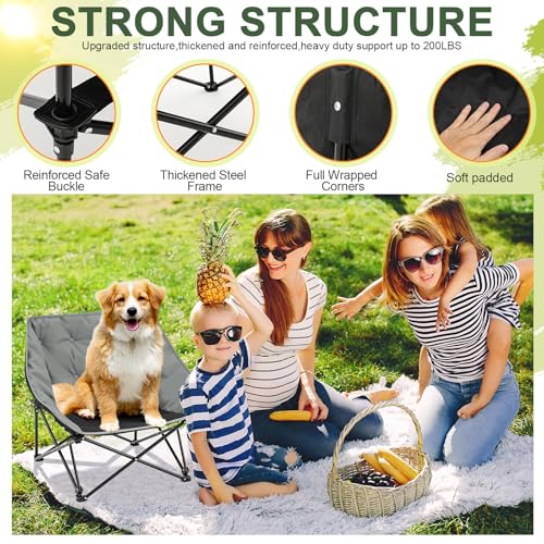 CroBlissful Portable Dog Camping Chairs for Dogs Raised Pet Bed for Outdoor Folding Chair Patio Lazy Puppy Cot Heavy Duty Pet Camping Gear(28x 24 x 22 Inches,Gray) - color: Gray, size: 28x 26 X 22 Inches