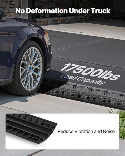 VEVOR 1 Pack Drop Over Cable Cover, 2 Channel Heavy Duty Cable Hose Protector Ramp, 38.3'' Floor Cord Cover, 17,500 lbs/Axle Load Capacity, for Traffic Areas, Indoor, Outdoor, Home, Office, Warehouse - size: Medium-1PACK