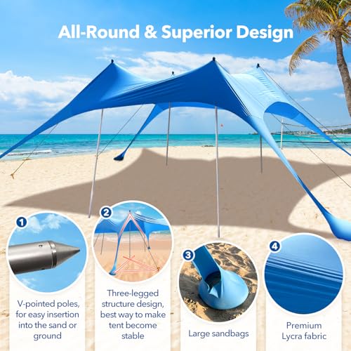 Canopy Tent Beach Umbrella UPF50+ Protection Sun shelter Portable Camping with Sandbag Poles Ground Pegs and Anti-Wind Ropes for Outdoor Camping Backyard Picnics 10X10FT with Beach Blanket Phone Case - style: 10x10FT with 79" X 83"beach blanket