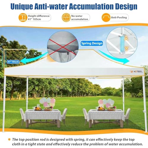 HOTEEL 10x15 Heavy Duty Pop up Canopy Tent for Parties Without Sidewalls, Easy Setup Outdoor Commercial Instant Gazebo for Wedding Event, with Roller Bag & Sand Bags, White(Hexagonal Frame) - color: White, size: 10x15FT (No Walls)