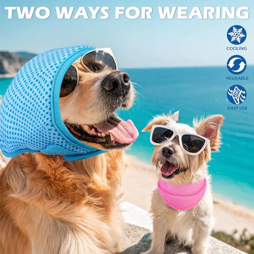 EXPAWLORER Dog Cooling Bandana - 2 Pack Instant Cooling Dog Bandanas, Chill Out Pet Cool Scarf Summer Essentials Ice Neck Cooler Wrap, Prevent Sunstroke for Small Medium Large Dogs, Pink Blue XL - color: Pink & Blue, size: X-Large