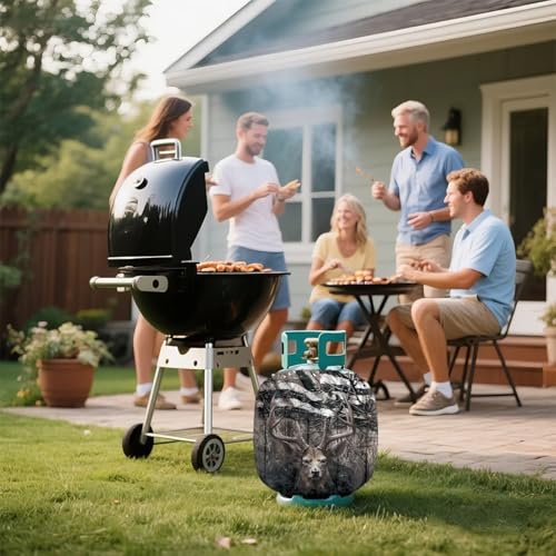 American Deer Propane Tank Covers 20lb Retro Outdoor Heavy Duty Waterproof Windproof Gas Tank Cylinder Cover with Elastic Brand, Dress up Your Gas Grill, Fits Standard 20lb Cylinder - color: American Deer Retro
