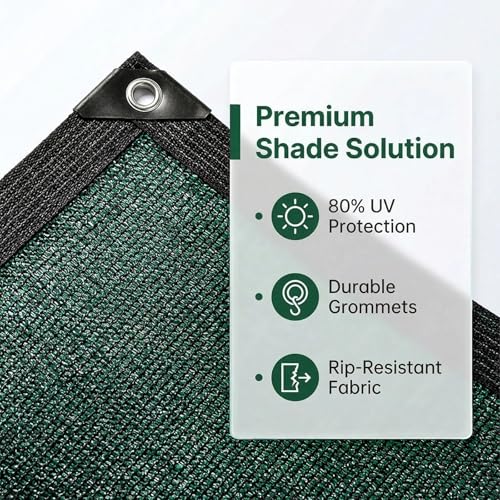 80% Garden Shade Cloth Sun Shade Fabric – UV Resistant Durable Sunblock Netting for Plants,Outdoor Patio,and Greenhouse Coverage[Green 8×16FT] - size: 8×16FT