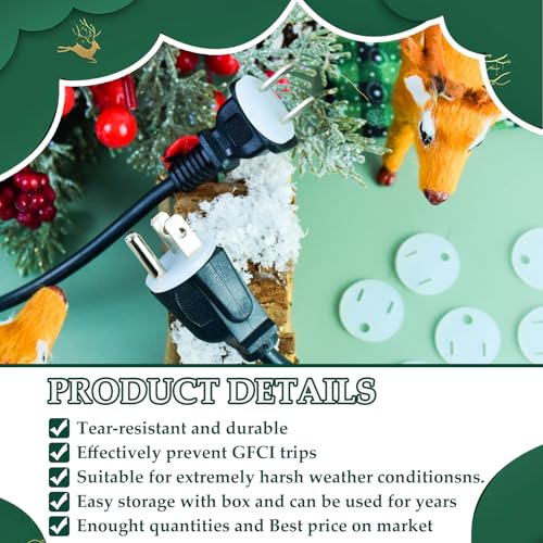 30Pcs Weatherproof Gaskets for Christmas Lights, Outdoor Extension Cord Gaskets Plug Cover Waterproof GFCI Protector Stop Tripping Soft Silicone Gaskets with Box for Xmas Holiday Light Installation - size: 30Pcs