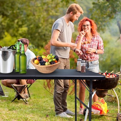 Gocamptoo Folding Table,4ft Indoor Outdoor Heavy Duty Portable Folding Square Plastic Dining Table w/Handle (Balck) - color: Balck