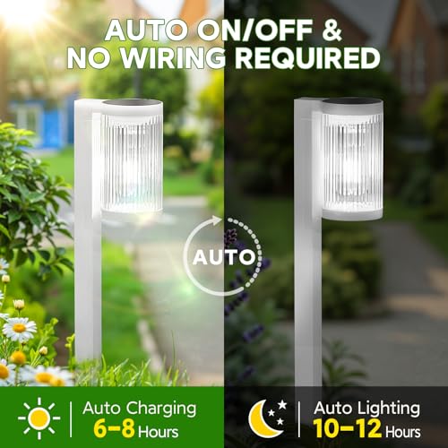 ELECLINK Solar Pathway Lights Outdoor, 6 Pack Upgraded Outdoor Solar Lights for Outside Super Bright Up to 12Hrs, IP65 Waterproof Solar Garden Lights for Yard Walkway Gifts for Women Mom Grandma - color: Cool White, size: 6 Pack