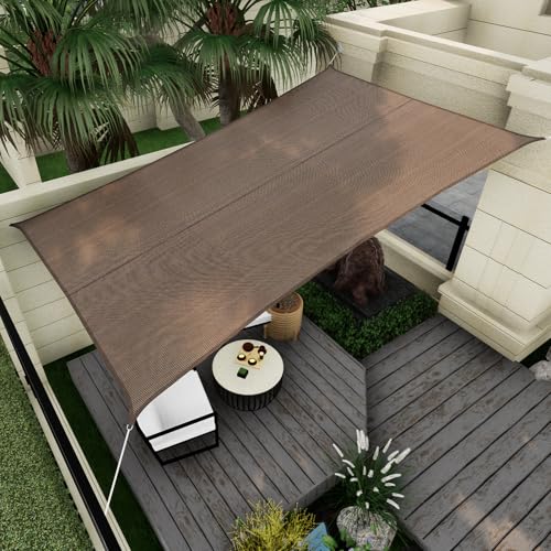 Sun Shade Sail Canopy, 8'x 10' Rectangle 95% UV Block Shade Cover for Outdoor, Backyard Patio, Lawn, Garden, Sandbox Carpor Mocha - color: Mocha, size: 8' X 10'