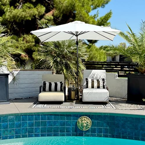 PURPLE LEAF 8 Feet Patio Umbrella Outdoor Cantilever Square Umbrella Aluminum Offset Umbrella with 360-degree Rotation for Garden Deck Pool Patio, White - color: White, size: 8' X 8', style: Standard