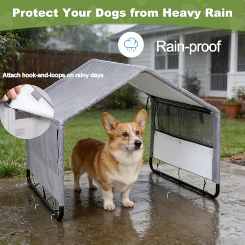 Outdoor Dog Shade Tent for Small Dogs 25.6" D x 29.5" W x 25.6" H, Outside Sun Rain Waterproof Canopy, Pet Dog Shelter with Breathable Mesh Windows for Small Animals and Livestock, Grey