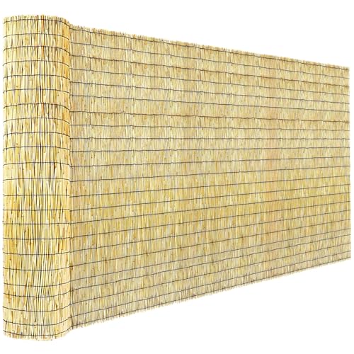 KOIUEYW Bamboo Reed Fencing, Natural Bamboo Fence Rolls 3 Feet High, Decorative Reed Curtains Privacy Screen Outdoor for Patio Balcony Garden Backyard, 3 x 16 FT - color: Natural, size: 3 x 16 FT