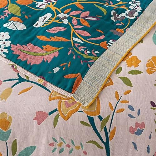 Boho Throw Blanket for Bed 100% Cotton Bohemian Blankets Ultra Soft Woven Muslin Decorative Blankets All Seasons Vintage Quilt Knitted Blanket for Sofa Chair(Yellow, 50"x60") - color: P-1--yellow, size: 50"x60"