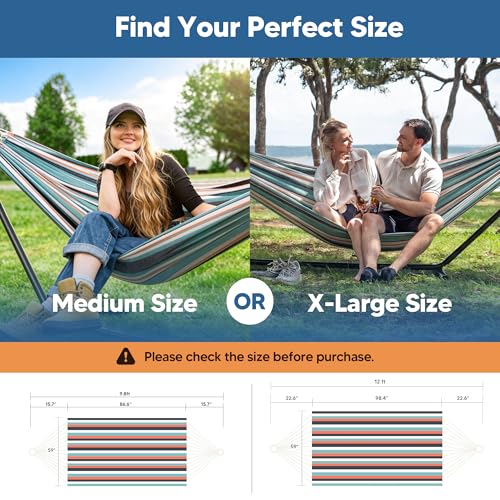 SUNCREAT Hammocks Outdoor Camping Double Hammock, Extra Large 2 Person Hammock for Camping, Green & Red - color: Green & Red, size: X-Large