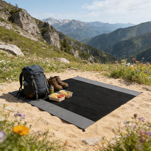 Waterproof Camping Tarp Lightweight Multifunctional Tent Footprint for Camping, Hiking Backpacking, Compact Tent Tarp Ground Sheet Mat for Ground or Under Tent（55.1" x 78.7" | Black） - color: 55.1" X 78.7" | Black