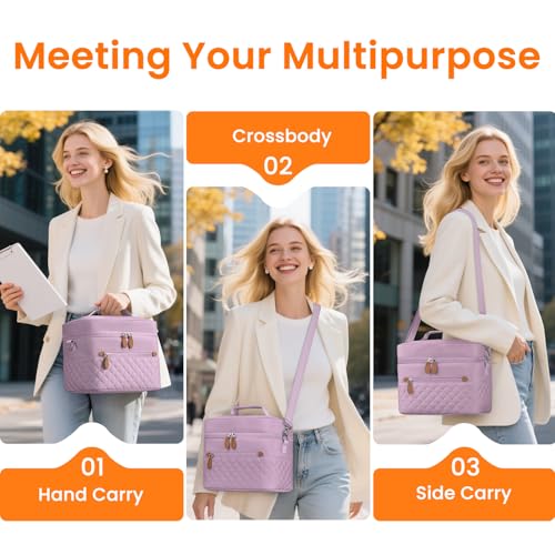 Tenot Insulated Lunch Box for Women Reusable, Leak Proof Cooler Lunch Bag Women for Work Stylish Quilted Lunch Tote Bag for Adult Picnic Travel Hiking Purple - color: Purple