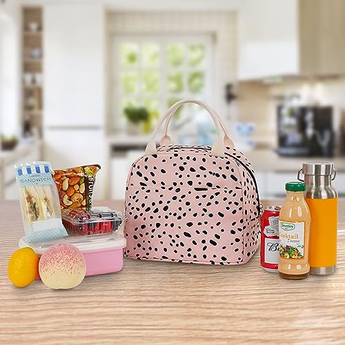 EurCross Pink Lunch Bag for Women,Chic Trendy Portable Lightweight Insulated Small Lunch Box Tote Bag for Preppy College or Adult Work Office - color: Pink