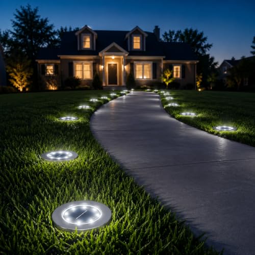 INCX 4.6 inch Solar Lights Outdoor Waterproof,12 Pack Solar Lights for Outside, Solar Garden Lights Landscape Lighting for Patio Pathway Lawn Yard Deck Driveway Walkway, Cold White - color: Cold, size: 12 Pack