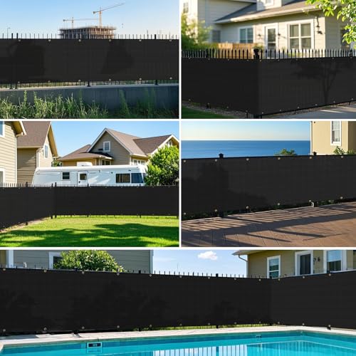 4' x 20' Privacy Fence Screen with Brass Grommets Heavy Duty Fencing Cover Windscreen Mesh Shade Net Cover Zip Ties Included for Backyard Garden Patio Outdoor, Black