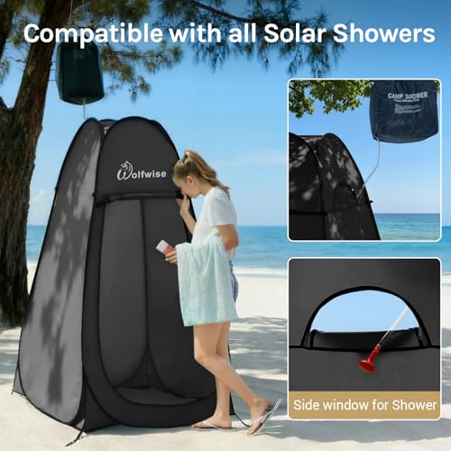Wolfwise Pop Up Shower Tent for Camping Essentials, Portable Instant Changing Tent with Ventilation Window & Carry Bag, Privacy Dressing Room Bathroom Toilet for Beach & Outdoor, Standard, Black - color: Black, size: Standard: 6'3" H, 39.4" W