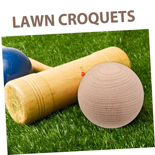 SUPVOX 3Pcs Beech Wood Golf Ball Set for Outdoor Games Multi-Functional Balls for Croquet Bocce and Backyard Activities Family Fun