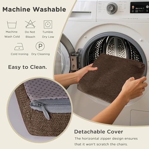 AddGrace Anti-Slip Bar Stool Cushions Square Bar Stool Seat Cushions with Ties Set of 4 Small Square Chair Pads with Machine Washable Cover 12"X12"X2" (Coffee) - color: Coffee